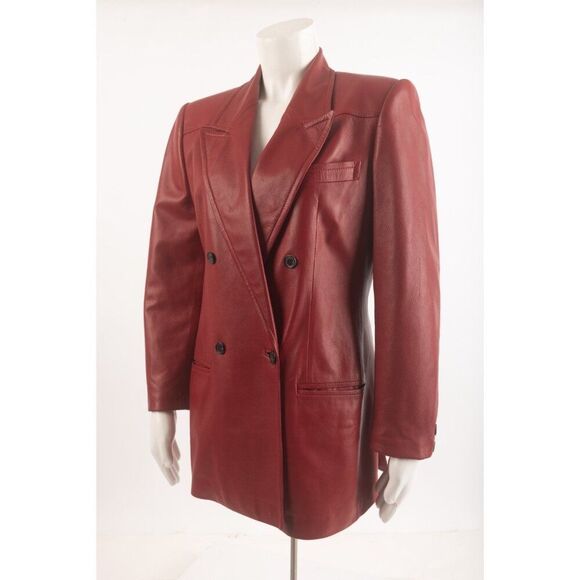 Gucci Womens Vintage Leather Jacket Blazer Red Sz 40 US S Small 1980s Excellent - Picture 3 of 6